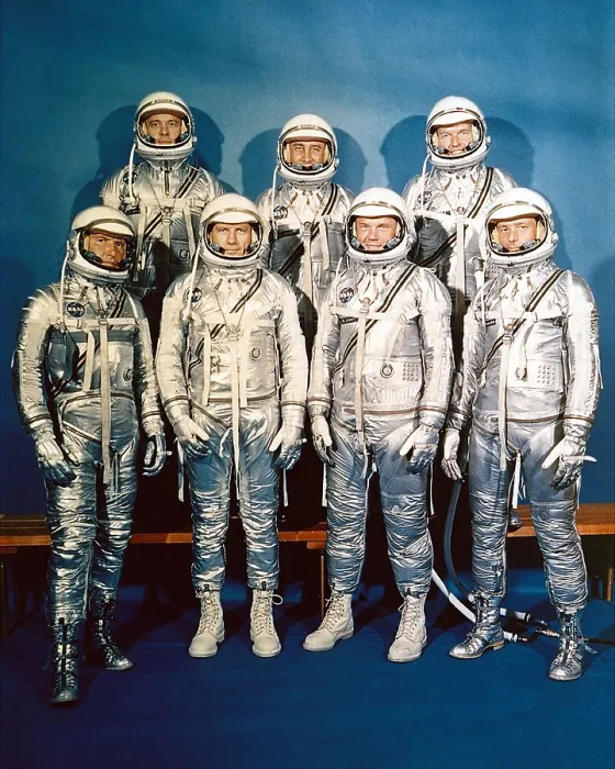 Framed Print : Project Mercury astronauts in their space suits. Front row, left to right, Walter H. Schirra Jr. Donald K. Slayton, John H. Glenn Jr. and Scott Carpenter; back row, Alan B Framed Print : Project Mercury astronauts in their space suits. Front row, left to right, Walter H. Schirra Jr. Donald K. Slayton, John H. Glenn Jr. and Scott Carpenter; back row, Alan B