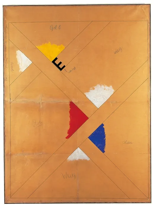 Framed Print : Project for a poster, by Theo Van Doesburg, 1924 about, 20th Century, - Italy, Lombardy, Milan, private collection. All. Rectangles triangles orange yellow black white red blue