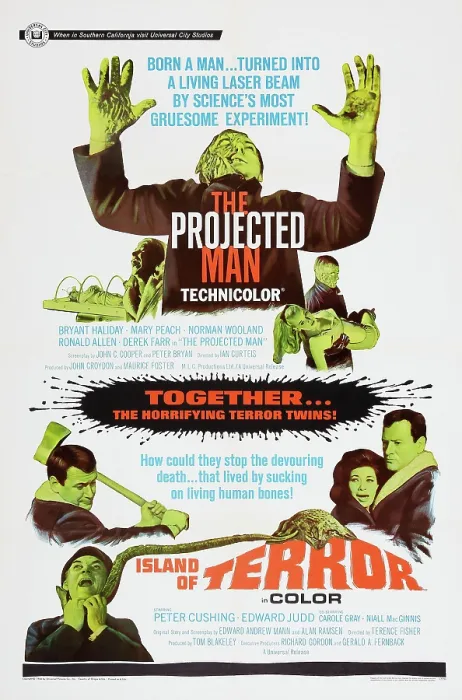 Framed Print : THE PROJECTED MAN, (on double bill poster with ISLAND OF TERROR), top: Bryant Haliday, lower right: Carole Gray, bottom left: Sam Kydd on poster art, 1966 Framed Print : THE PROJECTED MAN, (on double bill poster with ISLAND OF TERROR), top: Bryant Haliday, lower right: Carole Gray, bottom left: Sam Kydd on poster art, 1966
