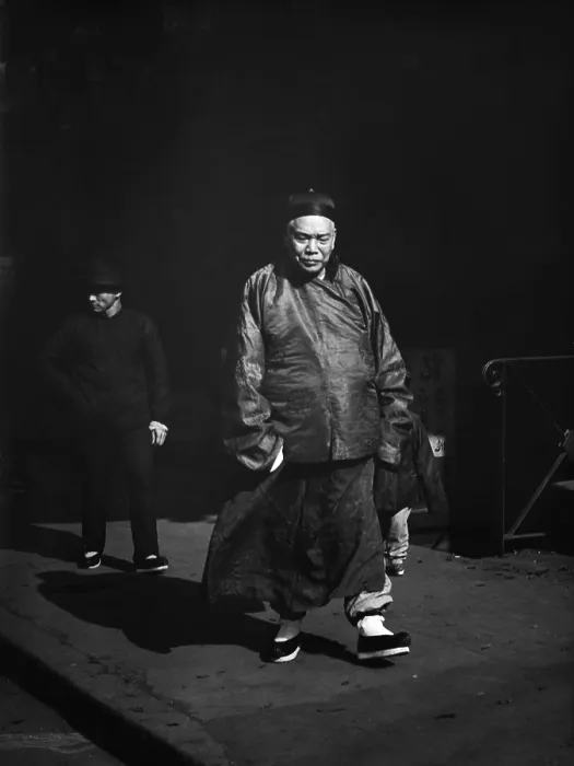 Framed Print : Prosperous Chinese-American walking in San Franciscos Chinatown followed by his bodyguard. Photo by Arnold Genthe, c. 1896-1906 (BSLOC_2018_1_46) Framed Print : Prosperous Chinese-American walking in San Franciscos Chinatown followed by his bodyguard. Photo by Arnold Genthe, c. 1896-1906 (BSLOC_2018_1_46)