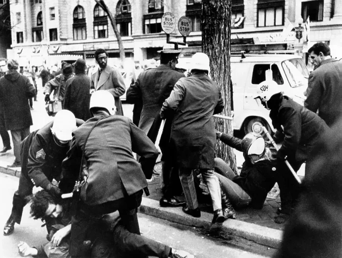 Framed Print : Protesters arrested at President Richard Nixon's 1969 Inauguration. The demonstrators were a few Blocks from the route of President Nixon's Inaugural Parade, Jan