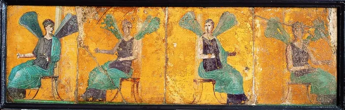 Framed Print : Psychai, by unknown artist, 10-45, 1st Century A.D. ripped fresco, 20 x 69 cm - Italy, Campania, Naples, National Archaeological Museum, Room LXXVII, inv. 9169 Framed Print : Psychai, by unknown artist, 10-45, 1st Century A.D. ripped fresco, 20 x 69 cm - Italy, Campania, Naples, National Archaeological Museum, Room LXXVII, inv. 9169
