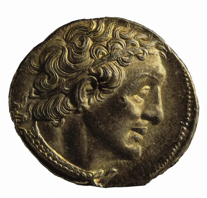 Framed Print : PTOLEMY I Soter (367-283 BC). Egyptian pharaoh (305-285 BC). Tetradracma with portrait of Ptolemy I Soter. Coin. ITALY. Milan. Archaeological Museum. Proc: EGYPT. Alexandria