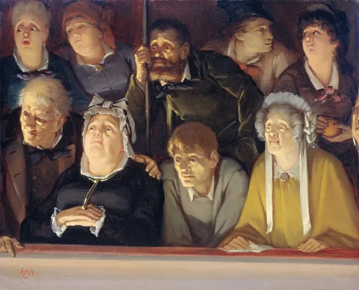 Framed Print : Public Theater, Hippolyte Michaud, c. 1850-70, French painting, oil on canvas. Two rows of the audience in the foyer of a theater are emotionally engaged with the performance Framed Print : Public Theater, Hippolyte Michaud, c. 1850-70, French painting, oil on canvas. Two rows of the audience in the foyer of a theater are emotionally engaged with the performance
