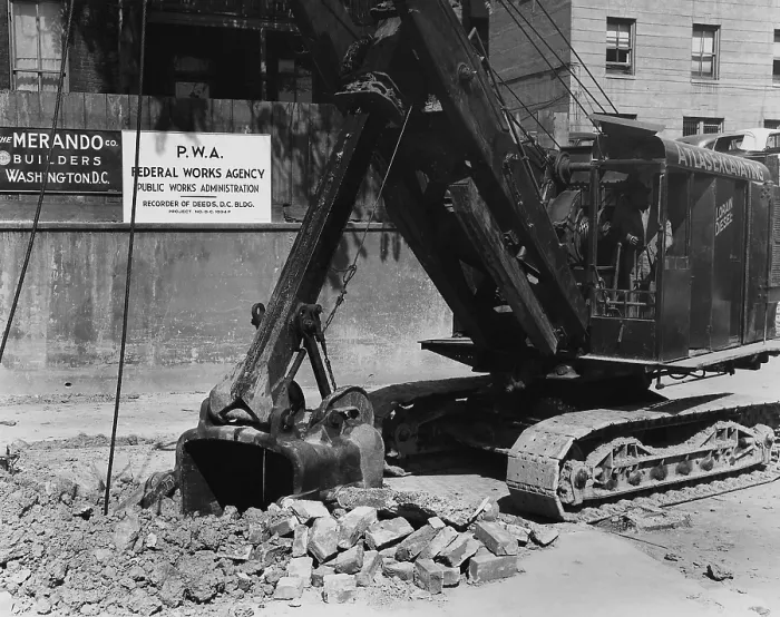 Framed Print : Public Works Administration site in Washington, D.C. 1930s. The steam shovel is operated by an African American. (BSLOC_2013_7_87) Framed Print : Public Works Administration site in Washington, D.C. 1930s. The steam shovel is operated by an African American. (BSLOC_2013_7_87)