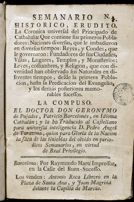 Framed Print : PUJADES, Jernimo (1568-1635). Soanish lawyer and historian. Main page of the 'Semanario Histrico Erudito'. AISA / Everett Collection**US SALES ONLY** Framed Print : PUJADES, Jernimo (1568-1635). Soanish lawyer and historian. Main page of the 'Semanario Histrico Erudito'. AISA / Everett Collection**US SALES ONLY**