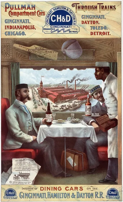 Framed Print : Pullman cars - interior of a dining car on the Cincinnati, Hamilton & Dayton R.R. Color lithograph, 1894 Framed Print : Pullman cars - interior of a dining car on the Cincinnati, Hamilton & Dayton R.R. Color lithograph, 1894