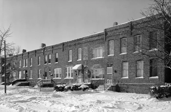 Framed Print : Pullman Palace Car Works. Worker's Housing, built 1880s. Langley Avenue, Pullman, Illinois