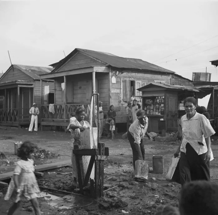 Framed Print : One pump is the community water supply in the workers quarter of Porta de Tierra, part of San Juan, Puerto Rico. January 1938 photo by Edwin Rosskam