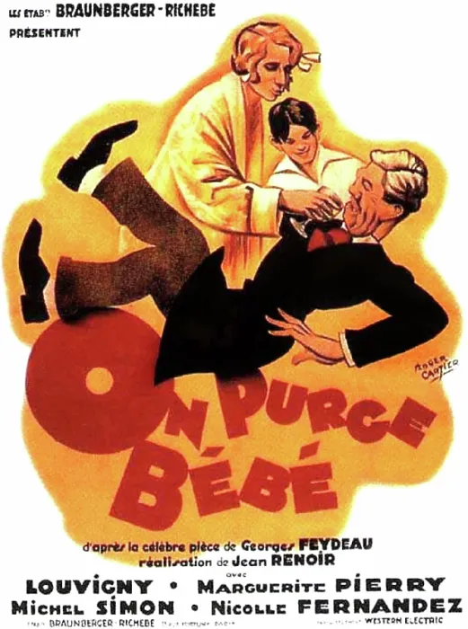 Framed Print : ON PURGE BEBE, from top on French poster art: Marguerite Pierry, Sacha Tarride, Michel Simon, 1931