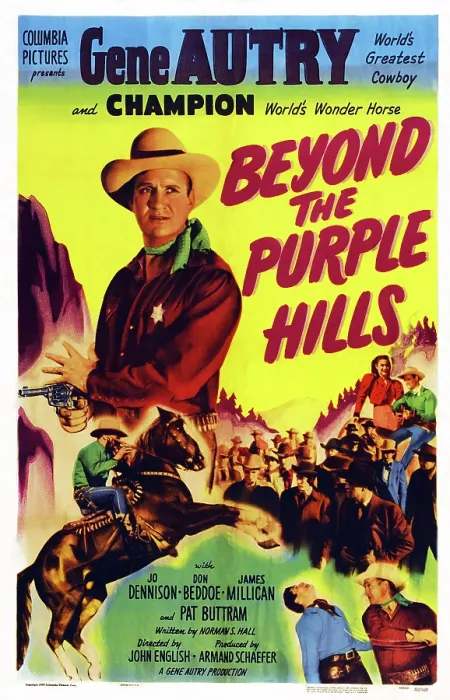 Framed Print : BEYOND THE PURPLE HILLS, Gene Autry, Champion the Wonder Horse on poster art, 1950