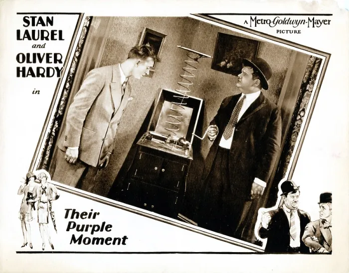 Framed Print : THEIR PURPLE MOMENT, US lobbycard, Stan Laurel, Oliver Hardy, 1928