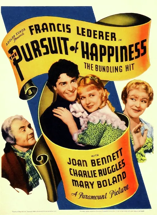 Framed Print : THE PURSUIT OF HAPPINESS, US poster art, from left: Charlie Ruggles, Francis Lederer, Joan Bennett, Mary Boland, 1934 Framed Print : THE PURSUIT OF HAPPINESS, US poster art, from left: Charlie Ruggles, Francis Lederer, Joan Bennett, Mary Boland, 1934