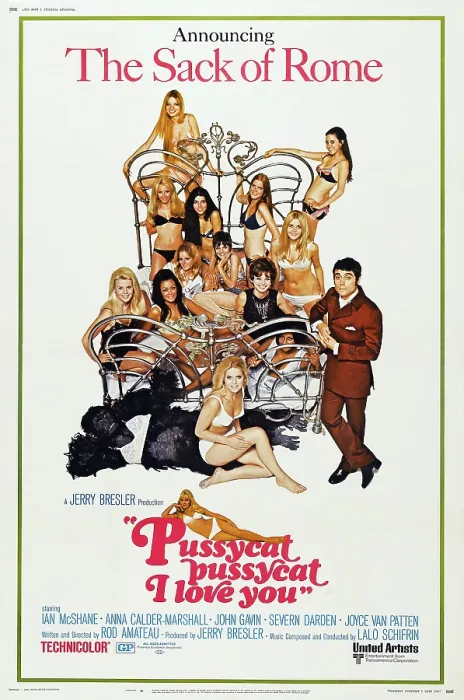 Framed Print : PUSSYCAT, PUSSYCAT, I LOVE YOU, US poster, Ian McShane (standing right), 1970 Framed Print : PUSSYCAT, PUSSYCAT, I LOVE YOU, US poster, Ian McShane (standing right), 1970