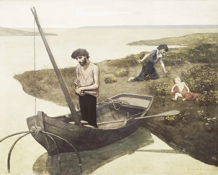 Framed Print : PUVIS de CHAVANNES, Pierre (1824-1898). The Poor Fisherman (Le pauvre pecheur). 1881. Symbolism. Oil on canvas. FRANCE. Paris. Louvre Museum