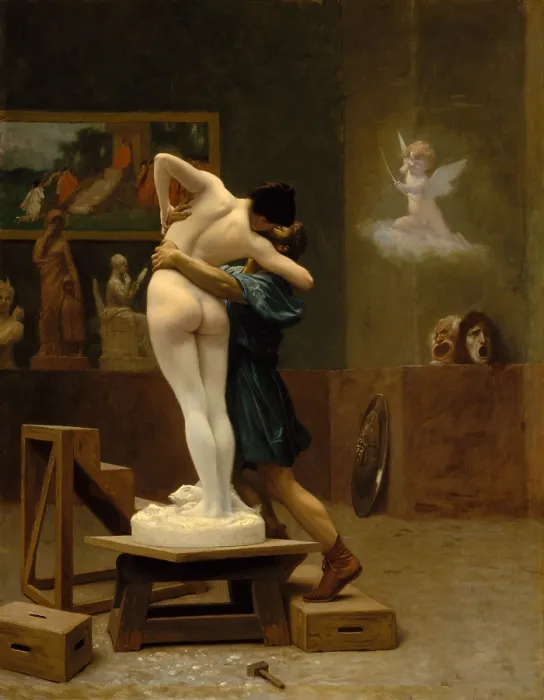 Framed Print : PYGMALION AND GALATEA, by Jean-Leon Gerome, 1890, French painting, oil on canvas