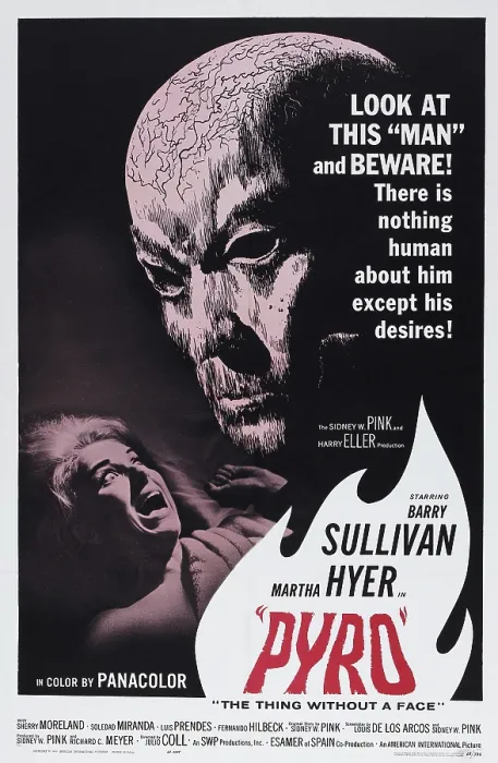 Framed Print : PYRO... THE THING WITHOUT A FACE, (aka FUEGO), US poster, from left: Martha Hyer, Barry Sullivan, 1964