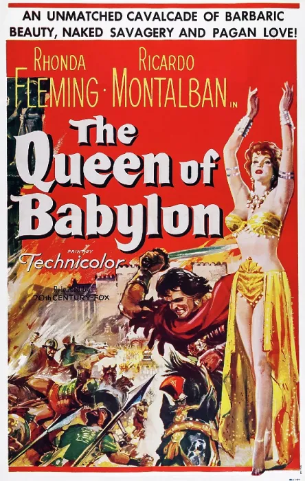 Framed Print : THE QUEEN OF BABYLON, (aka LA CORTIGIANA DI BABILONIA), US poster, Rhonda Fleming (right), 1954