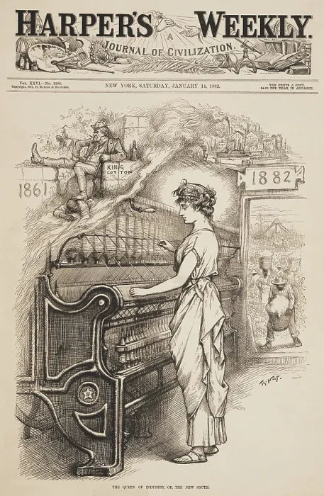 Framed Print : The Queen of Industry, or The New South, by Thomas Nast, 1882