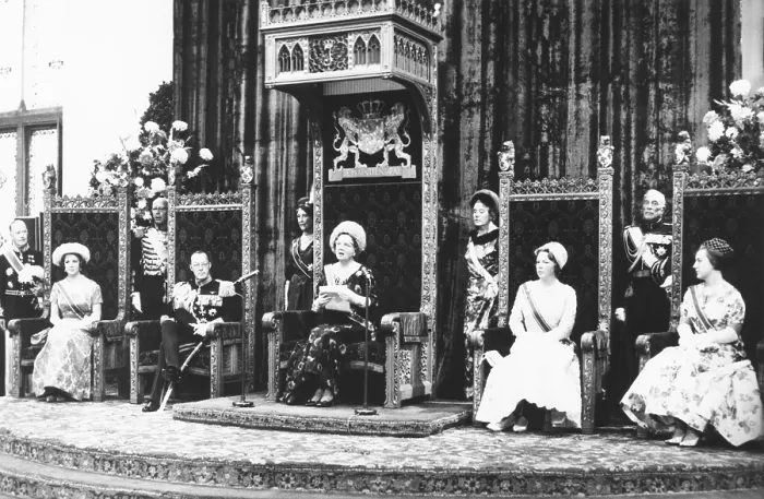 Framed Print : Queen Juliana delivers Speech from the Throne at the state opening of Dutch legislature. Sept. 21, 1961