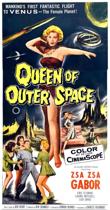Framed Print : QUEEN OF OUTER SPACE, center: Zsa Zsa Gabor on 3-sheet style poster art, 1958