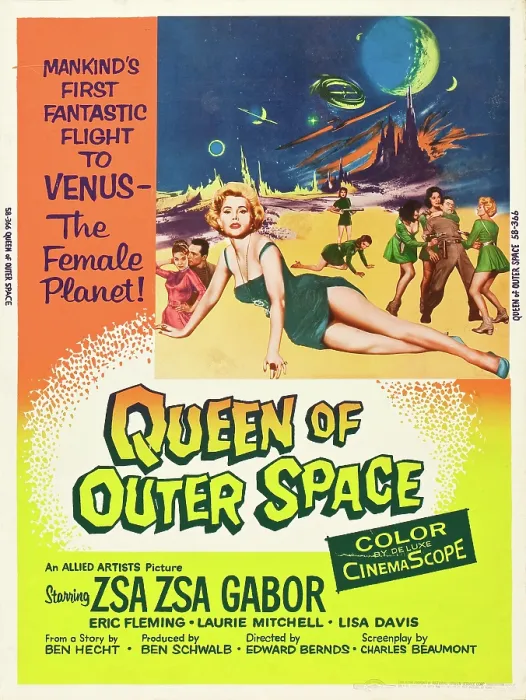 Framed Print : QUEEN OF OUTER SPACE, foreground: Zsa Zsa Gabor on poster art, 1958 Framed Print : QUEEN OF OUTER SPACE, foreground: Zsa Zsa Gabor on poster art, 1958