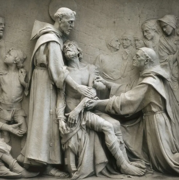 Framed Print : QUEROL Y SUBIRATS, Agustn (1860-1909). Saint Francis of Assisi Healing Lepers. 19th c. Relief. SPAIN. Madrid. National Library. AISA / Everett Collection**US SALES ONLY**