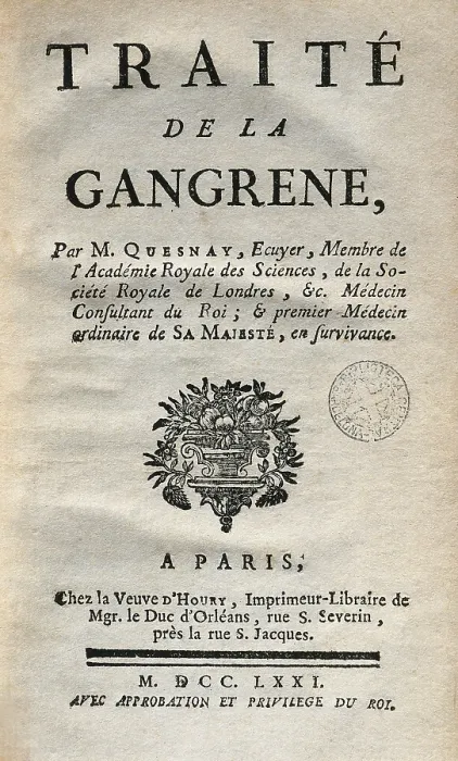 Framed Print : QUESNAY, Franois (1694-1774). French economist and doctor. 'Treatise on Gangrene' (Paris, 1761). SPAIN. Barcelona