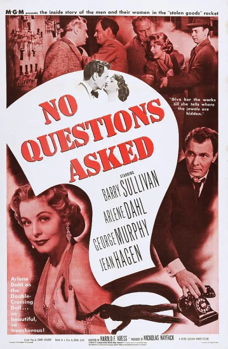 Framed Print : NO QUESTIONS ASKED, US poster art, bottom from left: Arlene Dahl, Barry Sullivan, 1951 Framed Print : NO QUESTIONS ASKED, US poster art, bottom from left: Arlene Dahl, Barry Sullivan, 1951