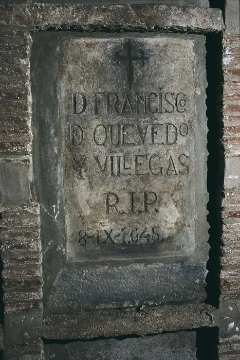 Framed Print : QUEVEDO y VILLEGAS, Francisco de (1580-1645). Sepulchral tombstone of the one that was Quevedo's at the chapel of the Bustos family. SPAIN. CASTILE-LA MANCHA. CIUDAD REAL