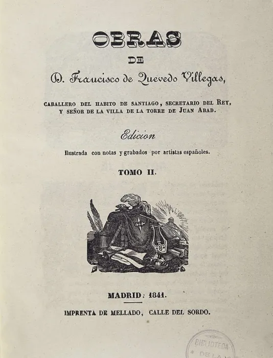Framed Print : QUEVEDO y VILLEGAS, Francisco de (1580-1645). Edition of Quevedo's works made in madrid (1841). Private Collection. AISA / Everett Collection**US SALES ONLY**