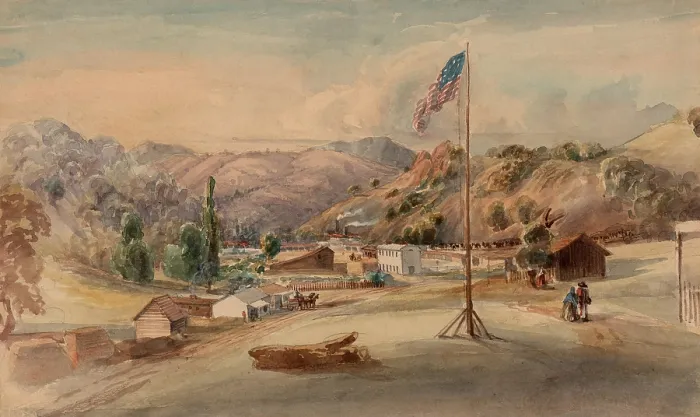 Framed Print : QUICKSILVER MINES, NEW ALMADEN, CALIFORNIA, attributed to Harrison Eastman, ca. 1850s. As the gold mining evolved, it integrated related industrial operations Framed Print : QUICKSILVER MINES, NEW ALMADEN, CALIFORNIA, attributed to Harrison Eastman, ca. 1850s. As the gold mining evolved, it integrated related industrial operations