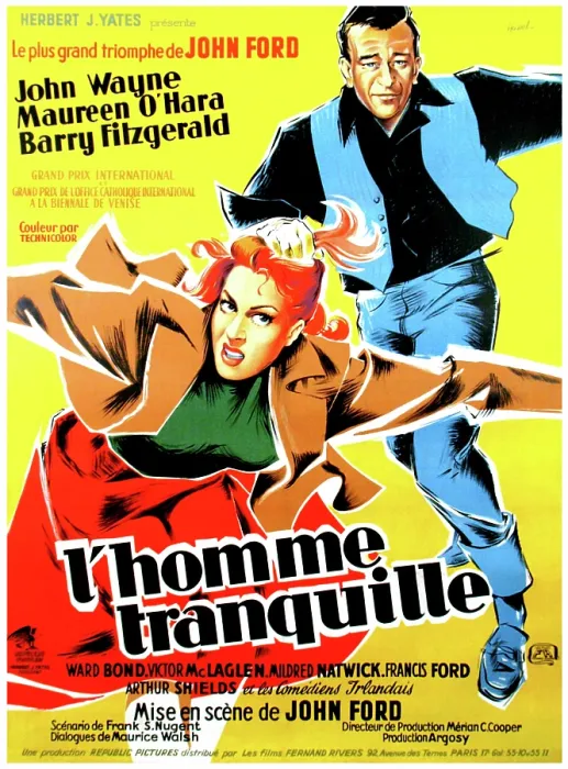 Framed Print : THE QUIET MAN (aka L'HOMME TRANQUILLE), from left: Maureen O'Hara, John Wayne featured on French poster, 1952 Framed Print : THE QUIET MAN (aka L'HOMME TRANQUILLE), from left: Maureen O'Hara, John Wayne featured on French poster, 1952