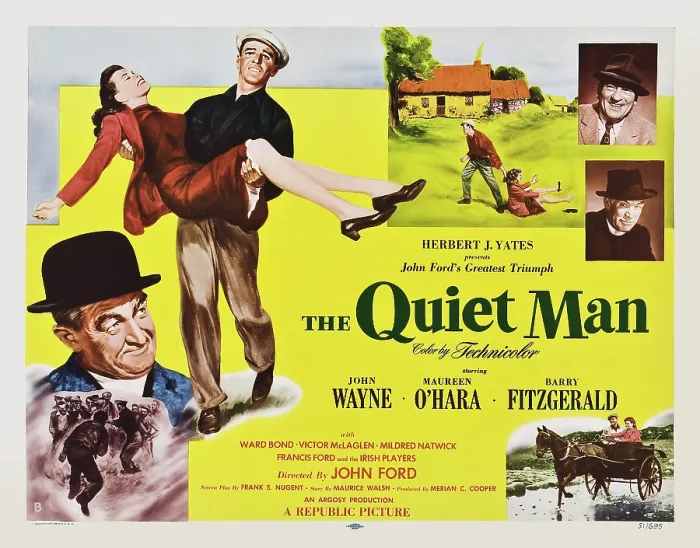 Framed Print : THE QUIET MAN, from lower left: Barry Fitzgerald, Maureen O'Hara, John Wayne, right from top: Victor McLaglen, Ward Bond, 1952