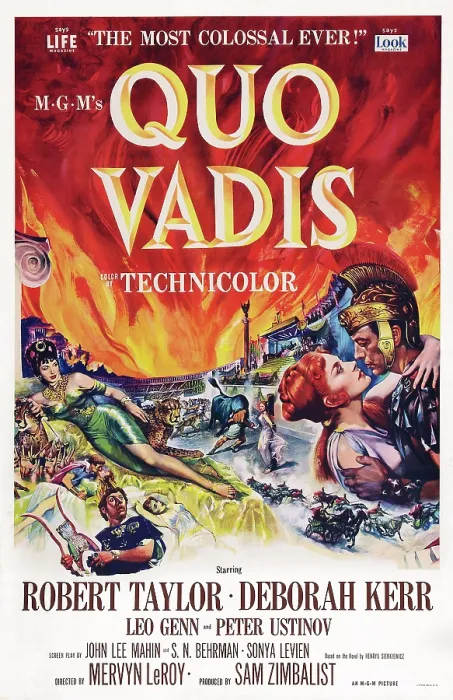 Framed Print : QUO VADIS, US poster art, from left: Deborah Kerr, Robert Taylor, 1951