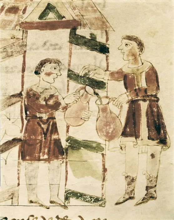 Framed Print : RABANUS, Maurus (c. 780 - 856). De Universo (9th c.). Book 14, chapter 18: The Inn. Romanesque edition of the original Carolingian manuscript. Romanesque art. Miniature Painting Framed Print : RABANUS, Maurus (c. 780 - 856). De Universo (9th c.). Book 14, chapter 18: The Inn. Romanesque edition of the original Carolingian manuscript. Romanesque art. Miniature Painting