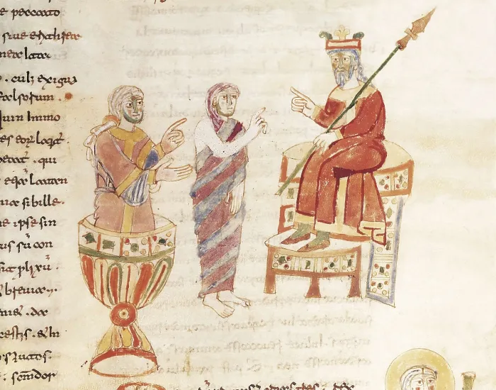 Framed Print : RABANUS, Maurus (c. 780 - 856). De Universo (9th c.). The Magician. Romanesque edition of the original Carolingian manuscript. Romanesque art. Miniature Painting. ITALY. Cassino Framed Print : RABANUS, Maurus (c. 780 - 856). De Universo (9th c.). The Magician. Romanesque edition of the original Carolingian manuscript. Romanesque art. Miniature Painting. ITALY. Cassino