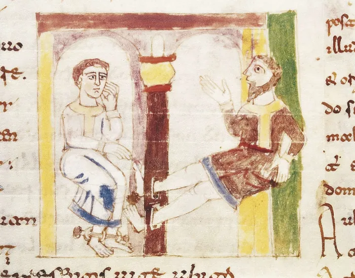 Framed Print : RABANUS, Maurus (c. 780 - 856). De Universo (9th c.). The Prison. Romanesque edition of the original Carolingian manuscript. Romanesque art. Miniature Painting. ITALY. Cassino
