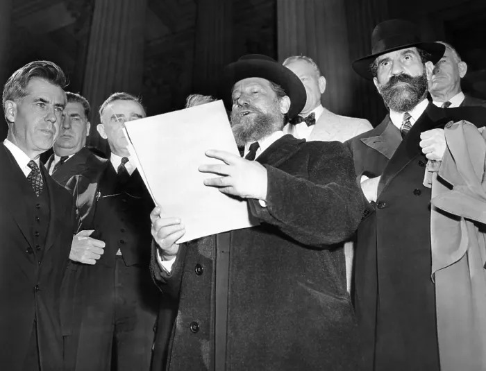 Framed Print : Rabbi Eliezer Silver reads a petition challenging the US to assume the role of David and deliver European Jews from extermination by modern Philistines Framed Print : Rabbi Eliezer Silver reads a petition challenging the US to assume the role of David and deliver European Jews from extermination by modern Philistines