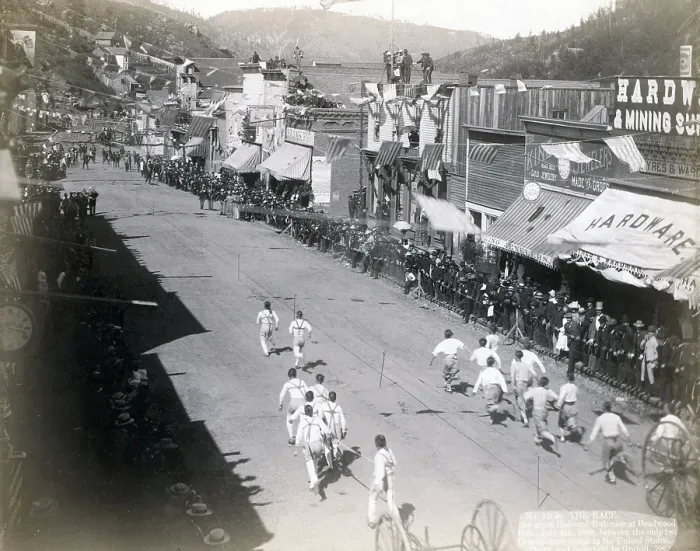 Framed Print : The Race. The great Hub-and-Hub race at Deadwood, between the only two Chinese hose teams in the United States. Deadwood, Dakota Territory. photo by John C