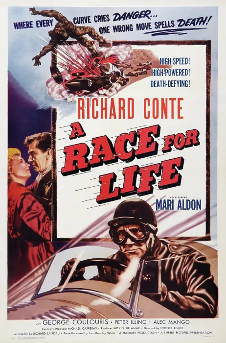 Framed Print : RACE FOR LIFE, (aka MASK OF DUST), US poster art, Richard Conte, 1954 Framed Print : RACE FOR LIFE, (aka MASK OF DUST), US poster art, Richard Conte, 1954