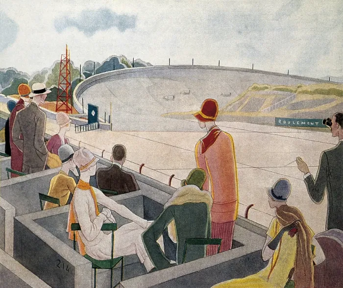 Framed Print : Race track of Lins-Monlbry (France). Drawing by Carlos Senz de Tejada. Drawing. AISA / Everett Collection - Image has fine art copyright