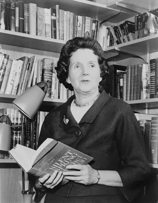 Framed Print : Rachel Carson (1907-1964), biologist and writer, holding her ground breaking book, THE SILENT SPRING, 1963