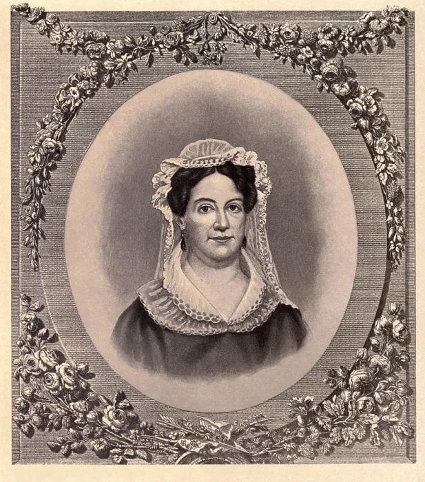 Framed Print : Rachel Jackson, wife of Andrew Jackson, 7th President of the US. Engraved portrait is based on a miniature painted by Louise C. Strobel, c. 1810-1828 (BSLOC_2016_14_17)