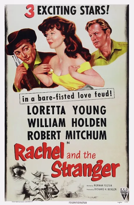 Framed Print : RACHEL AND THE STRANGER, US poster art, from left: Robert Mitchum, Loretta Young, William Holden, 1948 Framed Print : RACHEL AND THE STRANGER, US poster art, from left: Robert Mitchum, Loretta Young, William Holden, 1948