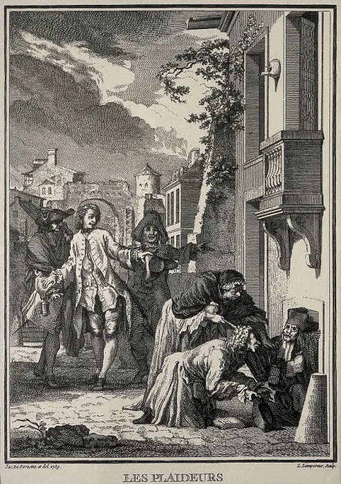 Framed Print : RACINE, Jean (1639-1699). Illustration of the comedy 'Les Plaideurs' (The Litigants), work of 1668. Etching. AISA / Everett Collection**US SALES ONLY** Framed Print : RACINE, Jean (1639-1699). Illustration of the comedy 'Les Plaideurs' (The Litigants), work of 1668. Etching. AISA / Everett Collection**US SALES ONLY**