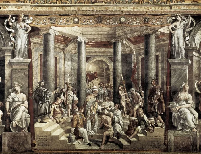 Framed Print : RAFAEL, school of (16th century). Baptisme of Constantine. 16th c. VATICAN CITY. Vatican Palaces. From the frescoes that decorate Raphael's room in Vatican. Renaissance art Framed Print : RAFAEL, school of (16th century). Baptisme of Constantine. 16th c. VATICAN CITY. Vatican Palaces. From the frescoes that decorate Raphael's room in Vatican. Renaissance art