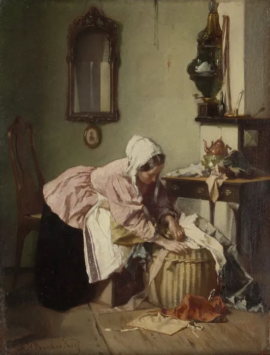 Framed Print : The Rag Basket, by Alexander Hugo Bakker Korff, c. 1860-1880, Dutch painting, oil on panel