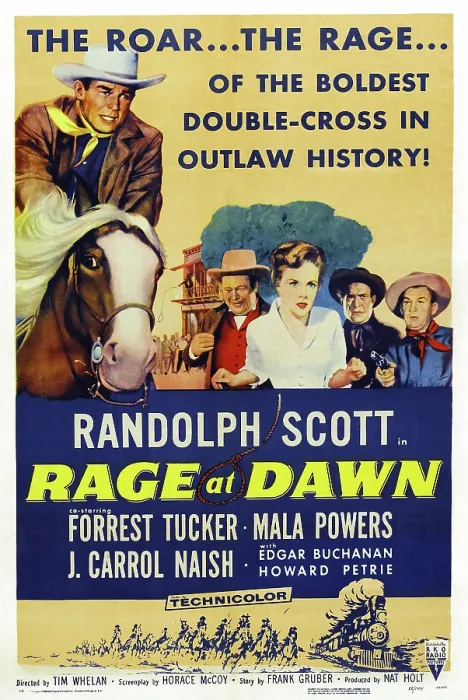 Framed Print : RAGE AT DAWN, from left: Randolph Scott, Edgar Buchanan, Mala Powers, J. Carrol Naish, Frorrest Tucker, 1955
