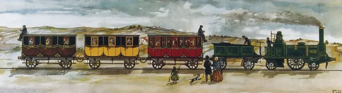 Framed Print : Railway line Barcelona-Mataro, opened the 28th October 1848. Litography. SPAIN. Barcelona. Municipal Institute of History